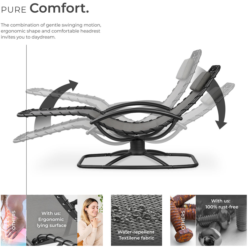 tectake Toulon Grey Ergonomic and Rocking Sun Lounger Image 3