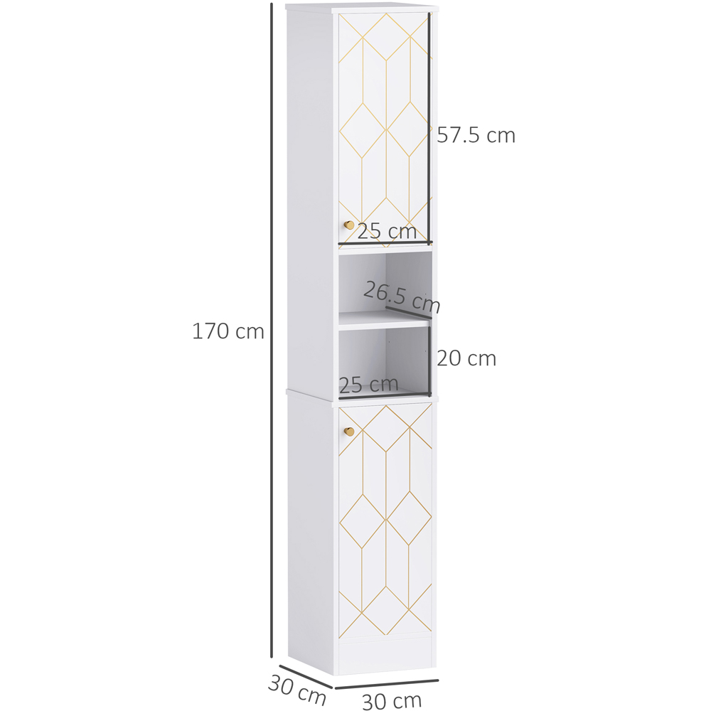 HOMCOM 2 Doors 2 Shelf White Slim Bathroom Cabinet Image 9