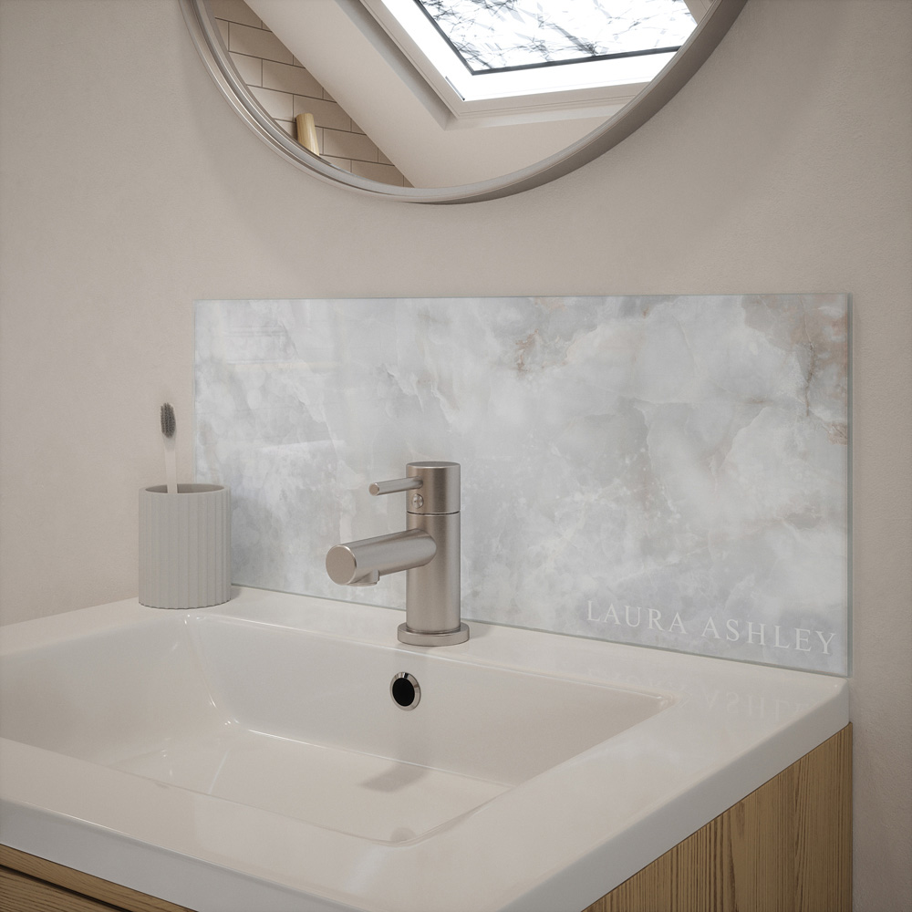 Laura Ashley Onyx Dove Grey Glass Bathroom Splashback 600 x 250 x 4mm Image 3