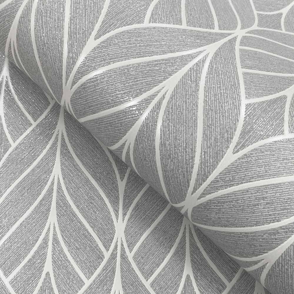 Muriva Blake Wave Grey and White Wallpaper Image 2