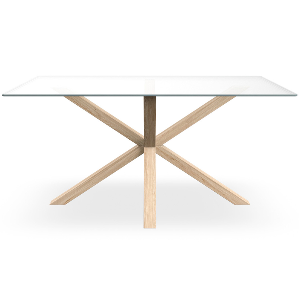 Furniture Online Etta 6 Seater Glass Dining Table with Solid Oak Leg Image 3