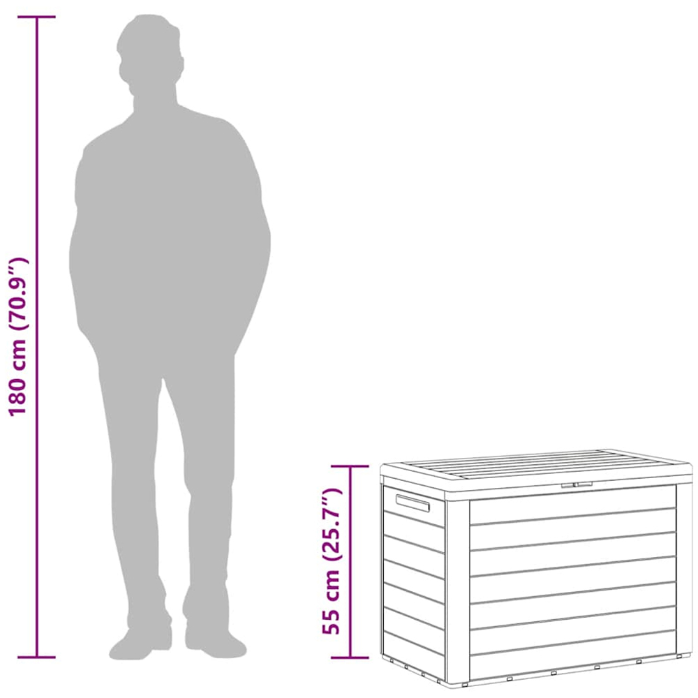 vidaXL 190L Anthracite Polypropylene Garden Storage Box Image 7