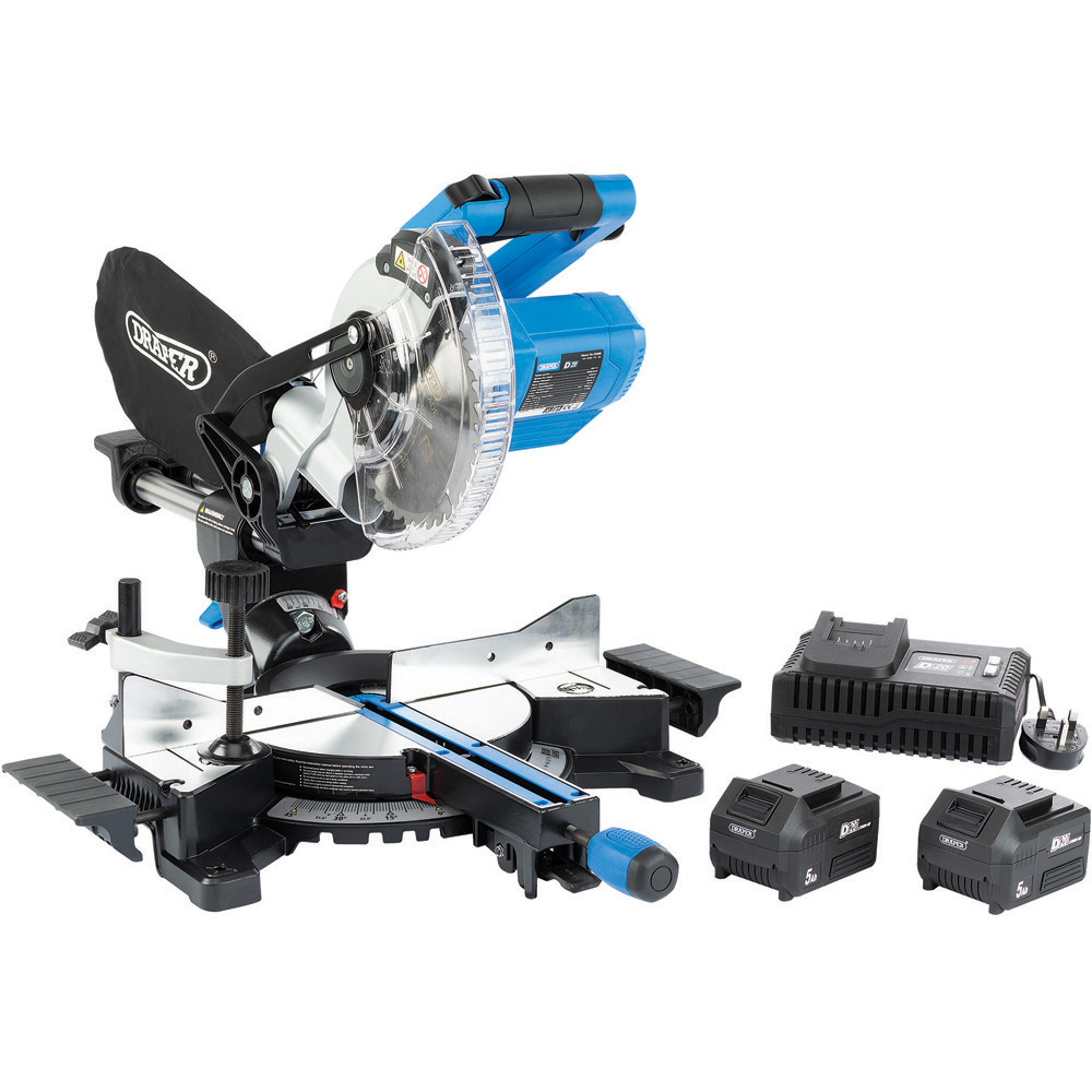 Draper D20 20V 2 x 5Ah Lithium-Ion Compound Mitre Saw Kit with Charger 185mm Image 1