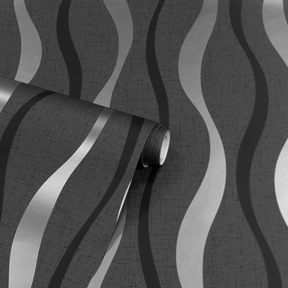 Arthouse Ribbon Geometric Black Wallpaper Image 2