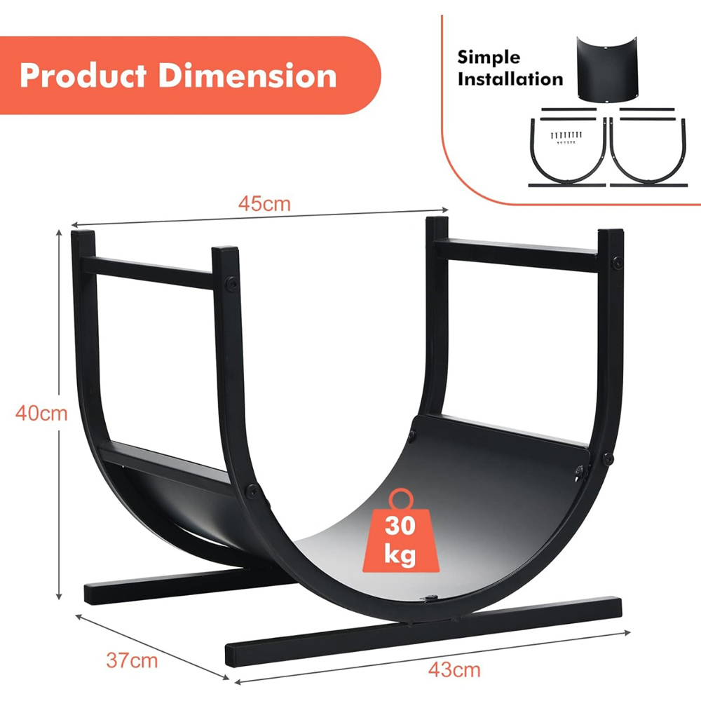 Costway U-Shaped Patio Firewood Rack with Handles Image 9