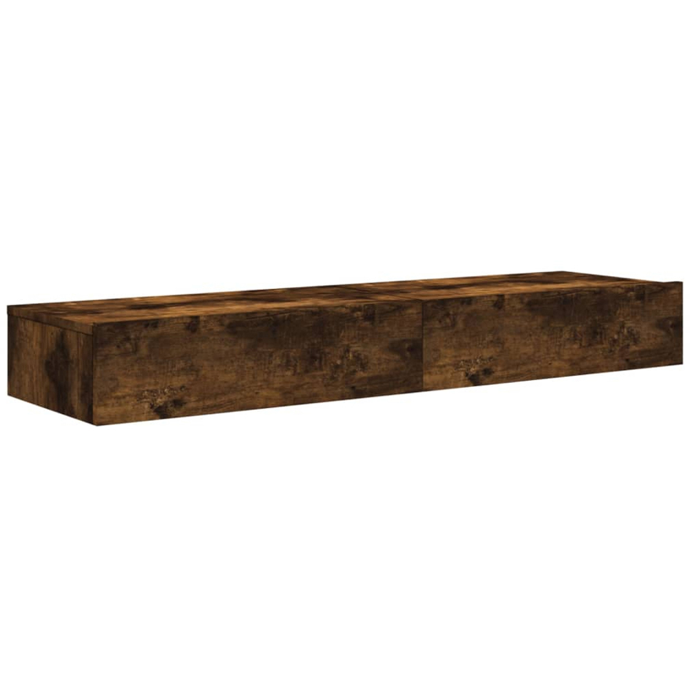 vidaXL Single Drawer Smoked Oak LED TV Cabinet Set of 2 Image 3