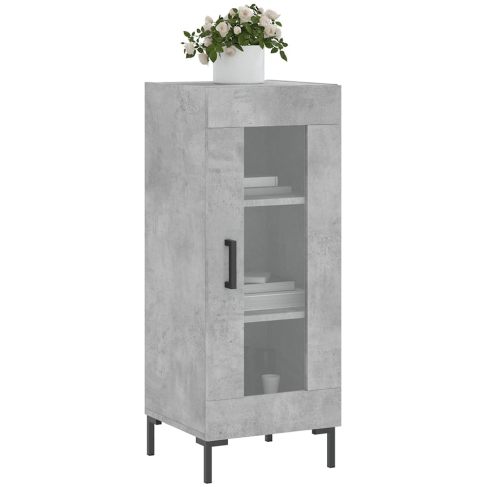 vidaXL Single Door 3 Shelf Concrete Grey Sideboard Image 3