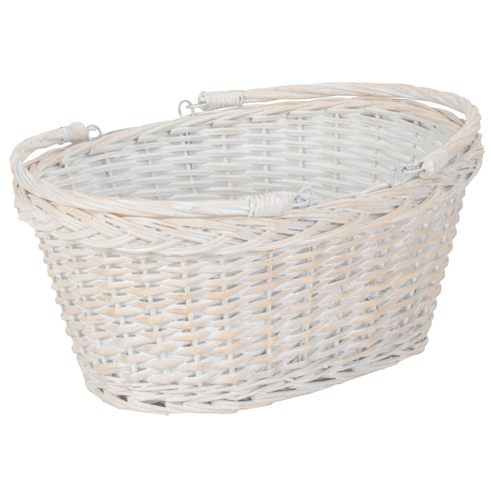 Red Hamper Medium White Swing Handle Wicker Shopping Basket Image 1