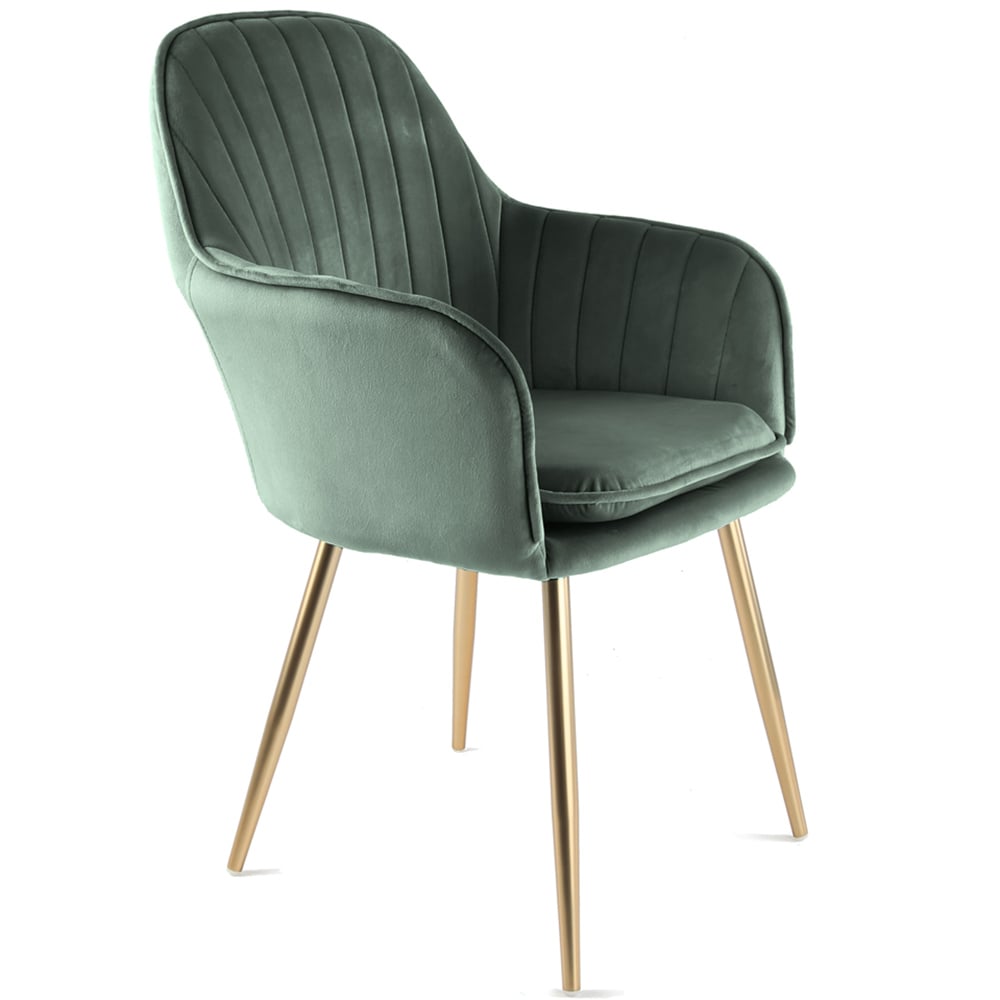 Home Garden Direct Dark Green Muse Accent Chair with Golden Legs Set of 2 Image 2