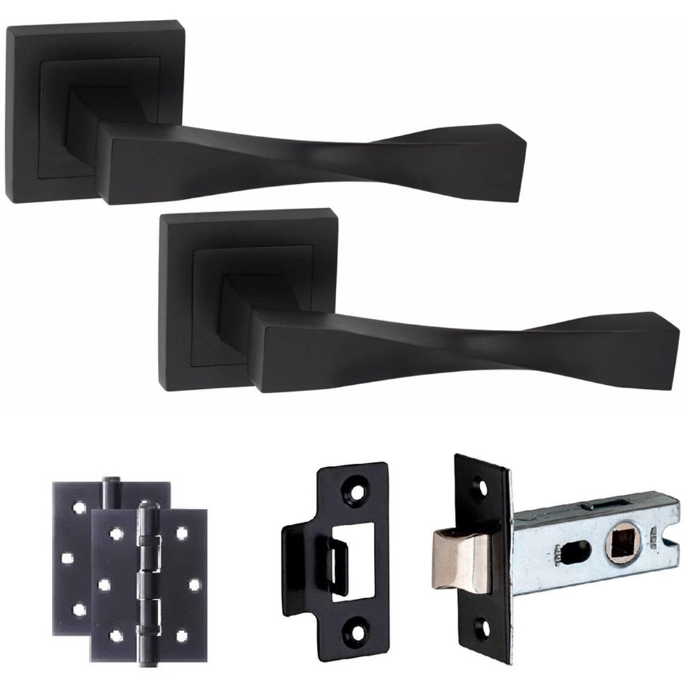 Golden Grace Matt Black Astrid Straight Door Handle Set Image 1