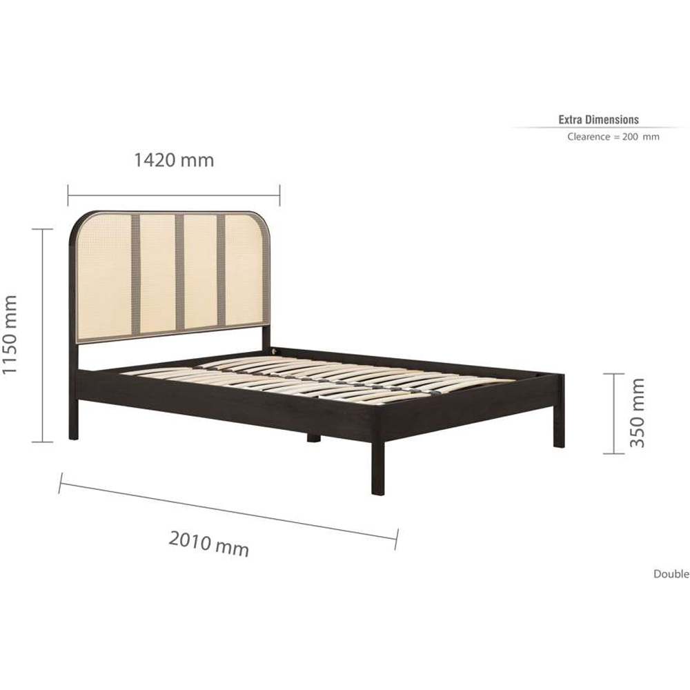 Birlea Margot Double Black Bed with Rattan Headboard Image 7