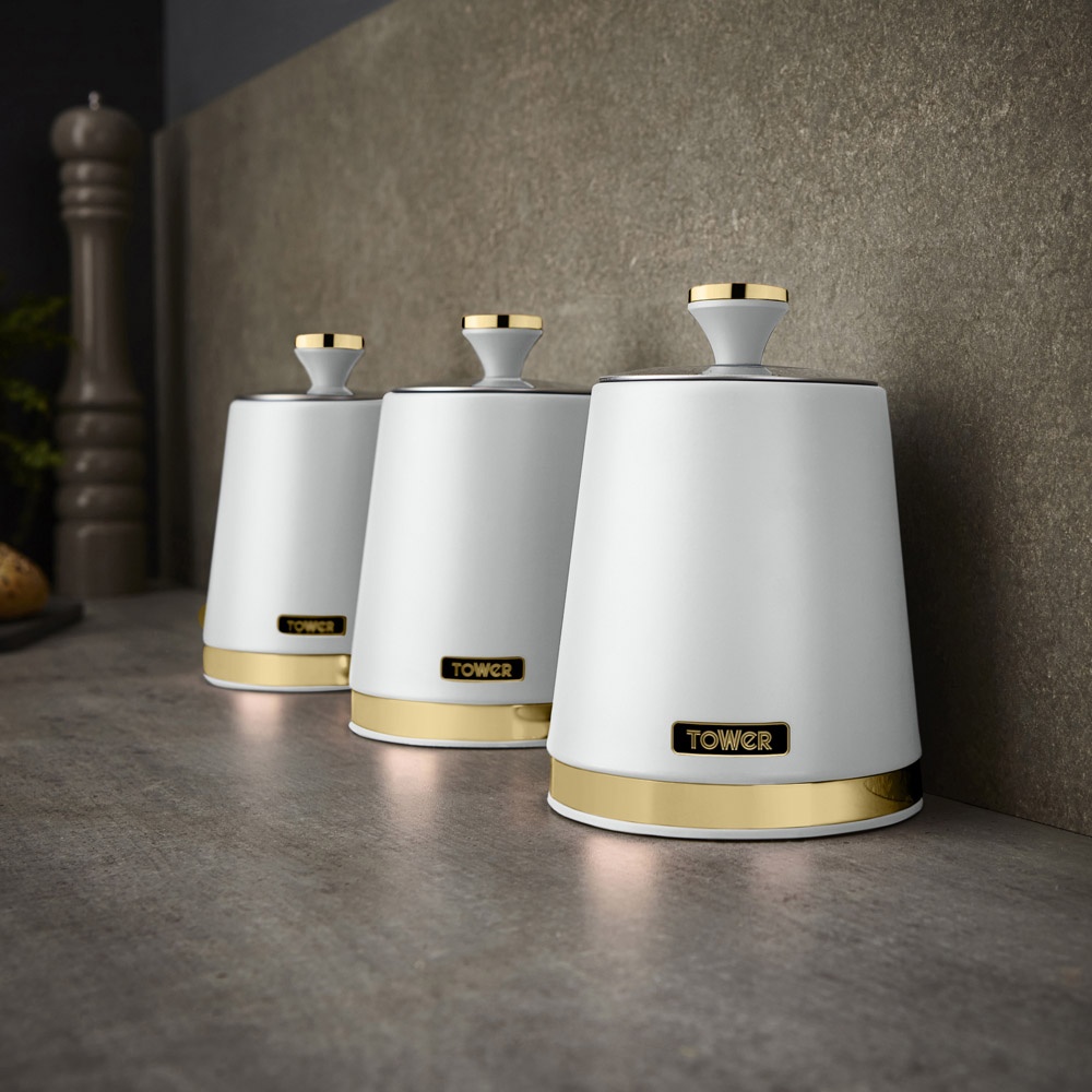 Tower 3 Piece Cavaletto White Canister Set Image 2