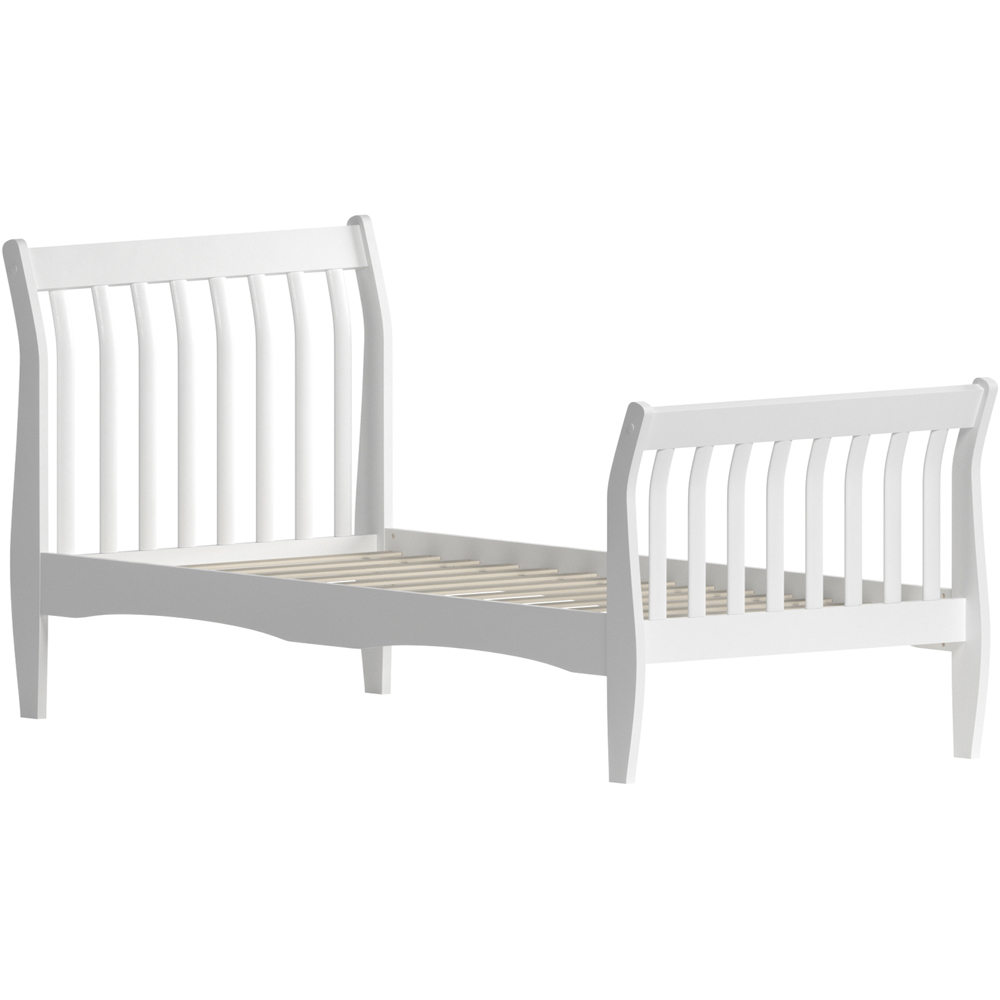 JUNIOR VIDA Orion Single White Sleigh Bed with Gel Memory Foam Mattress Image 2