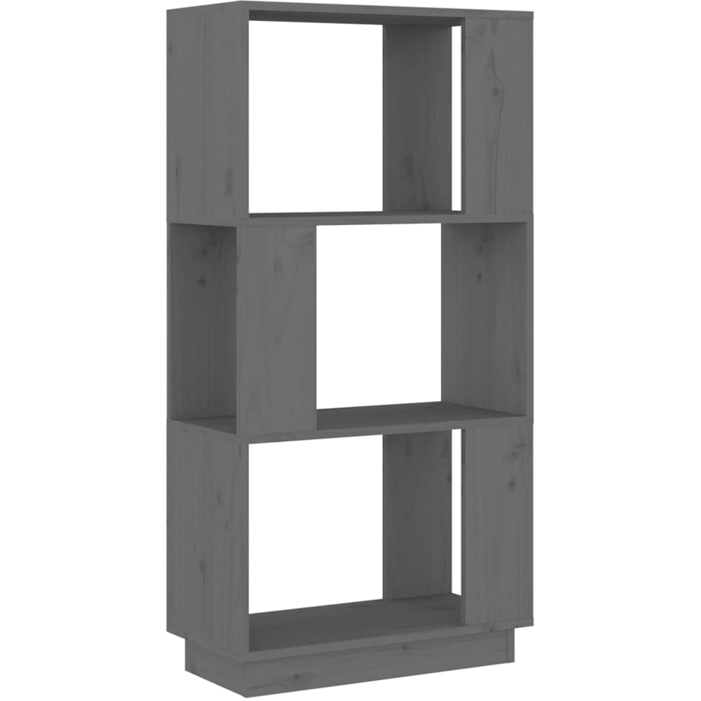 vidaXL 3 Shelf Grey Solid Wood Pine Bookcase Image 2