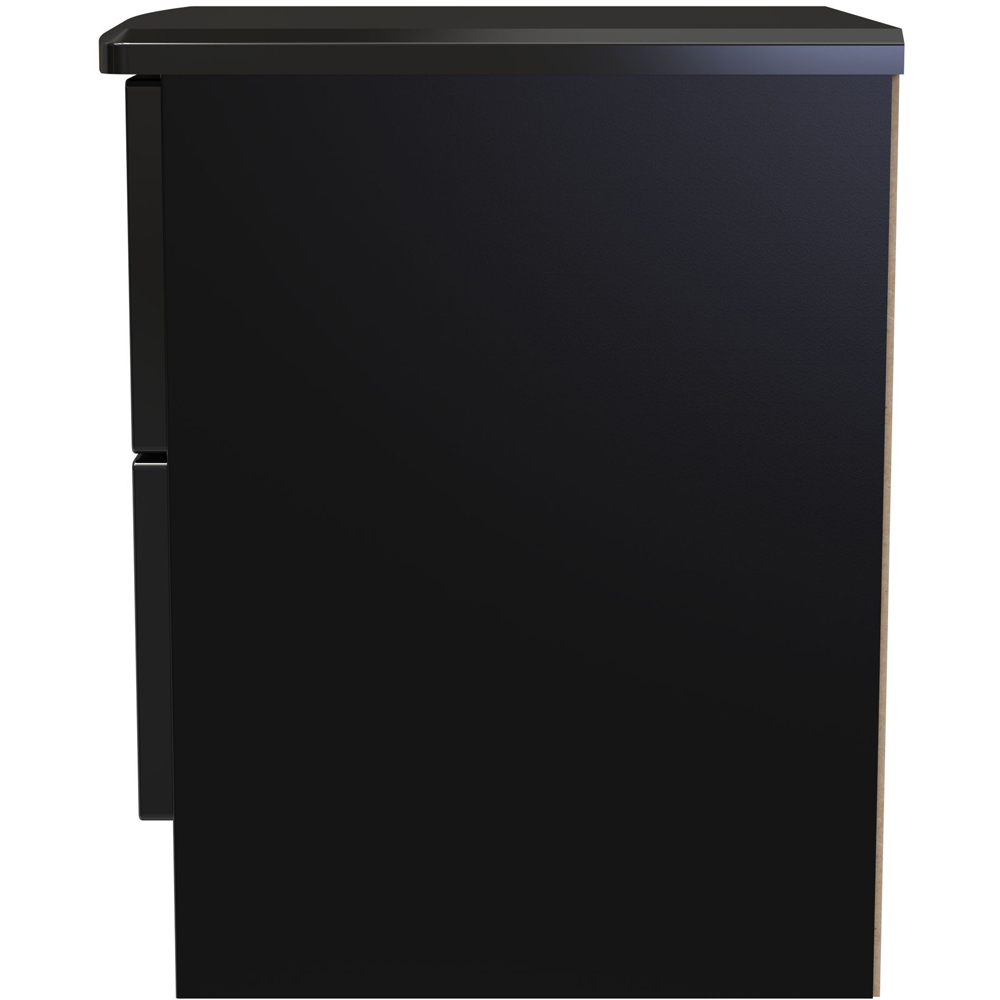 Crowndale Camden 2 Drawer Black Gloss and Black Compact Bedside Cabinet Ready Assembled Image 4