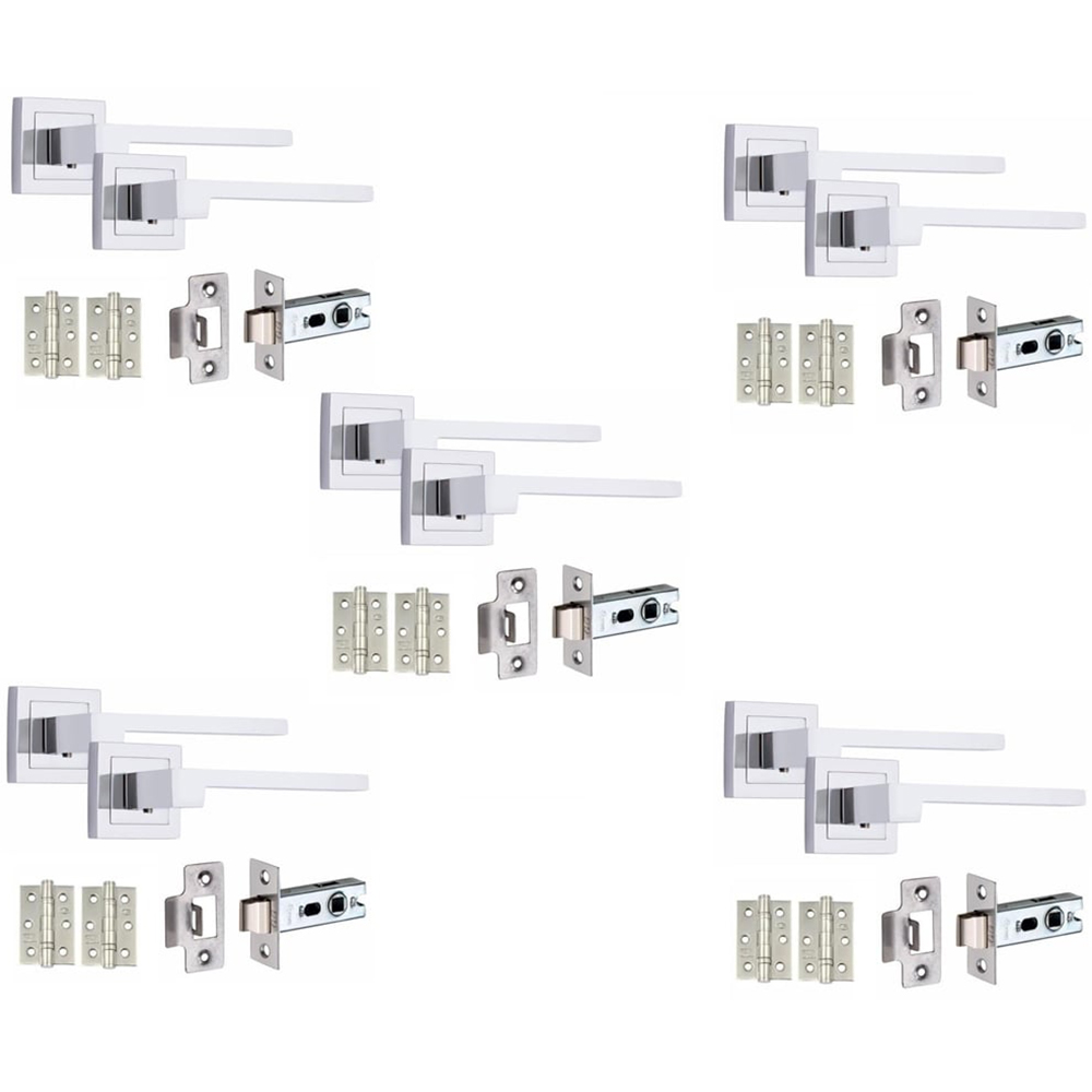 Golden Grace Polished Chrome Zeta Door Handle Set 5 Pack Image 1