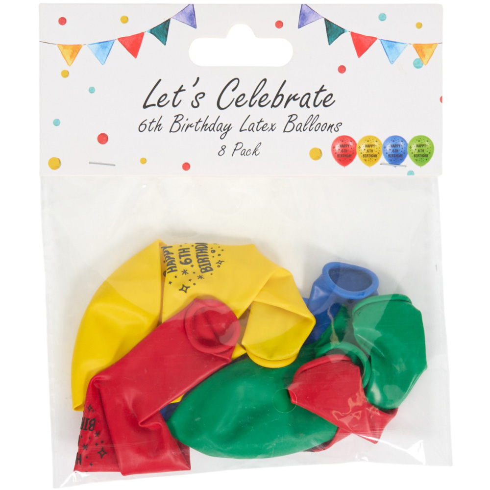 My Party Pack of 8 Colourful Birthday Latex Balloons  - 6th Image 1