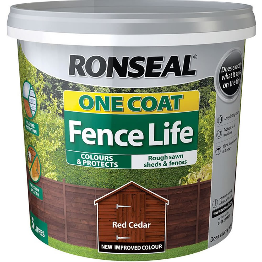 Ronseal One Coat Fence Life Red Cedar Exterior Wood Paint 5L Image 3