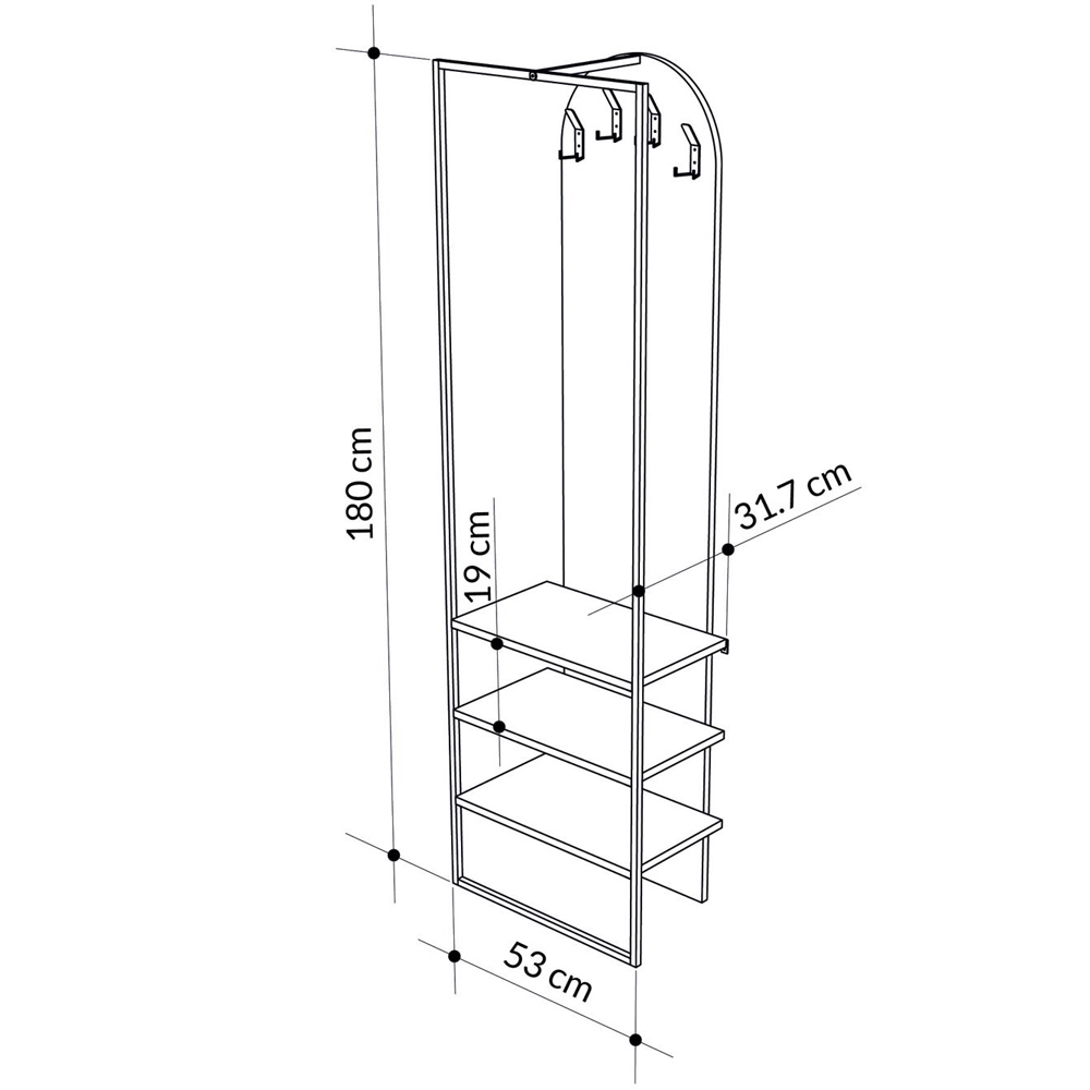 FWStyle Archy 3 Shelf Ash Green Shoe and Coat Rack Stand with Hanging Hooks Image 6