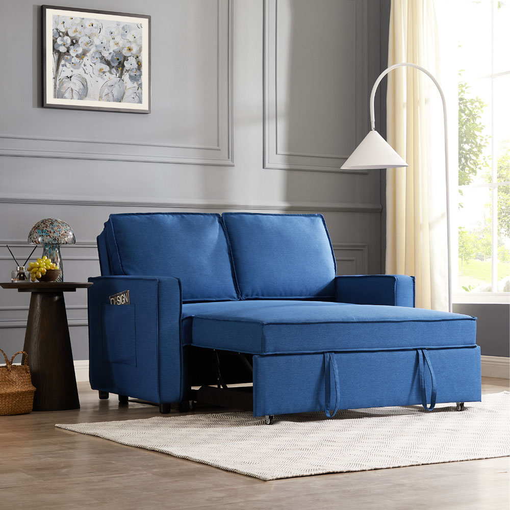Home Detail Hugo Small Double Sleeper Blue Pull Out Sofa Bed Image 9