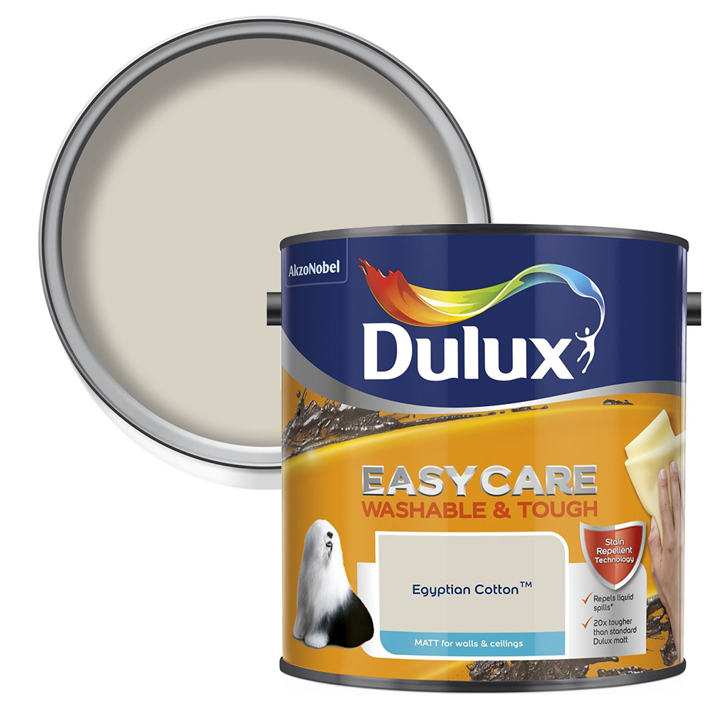 Dulux Easycare Washable & Tough Egyptian Cotton Matt Emulsion Paint 2.5L Image 1