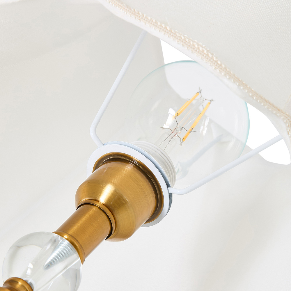 Living and Home Gold and White Fabric Table Lamp Image 4
