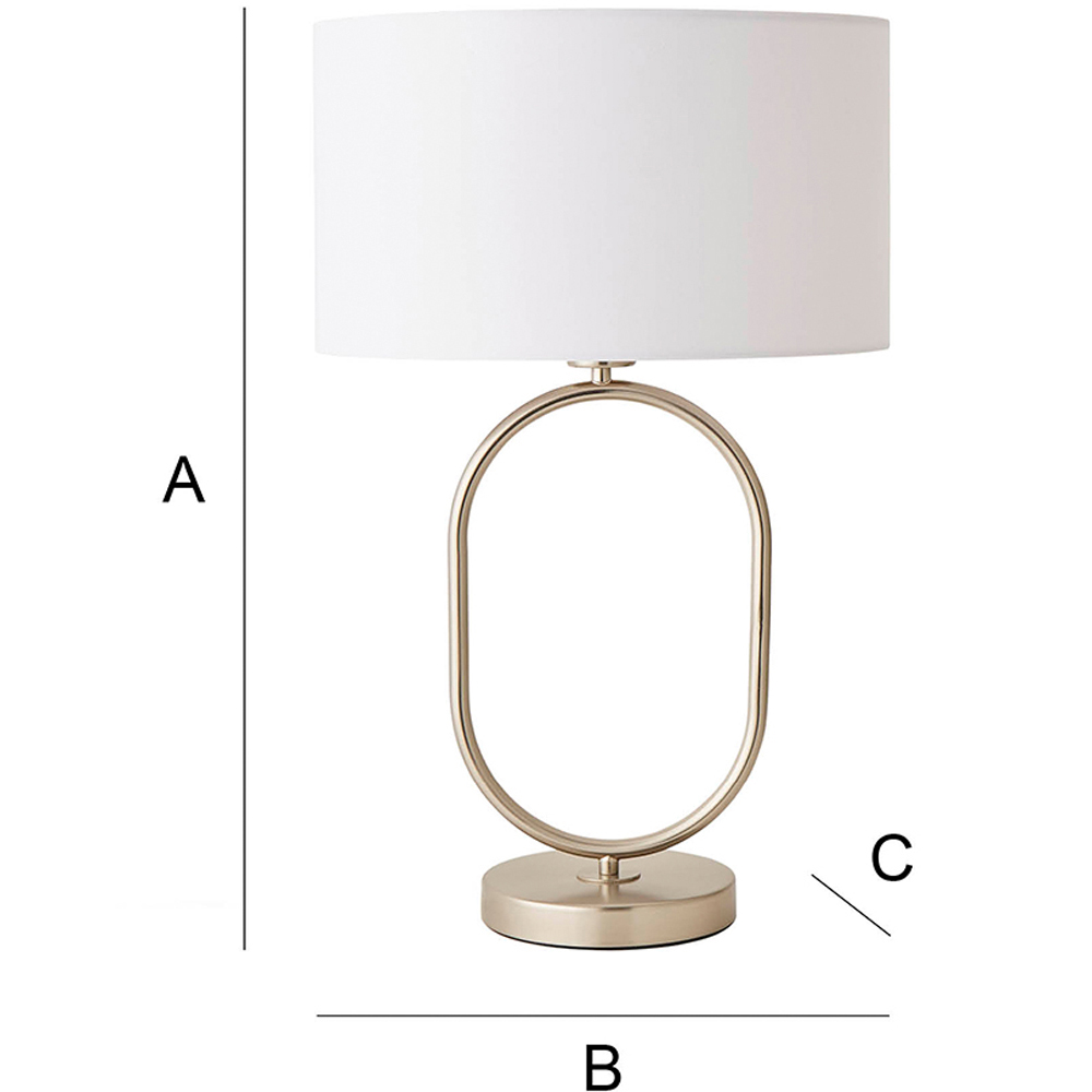 ValueLights Antonia White Fabric Drum Lamp Shade Brushed Chrome Oval LED Table Lamp Image 7
