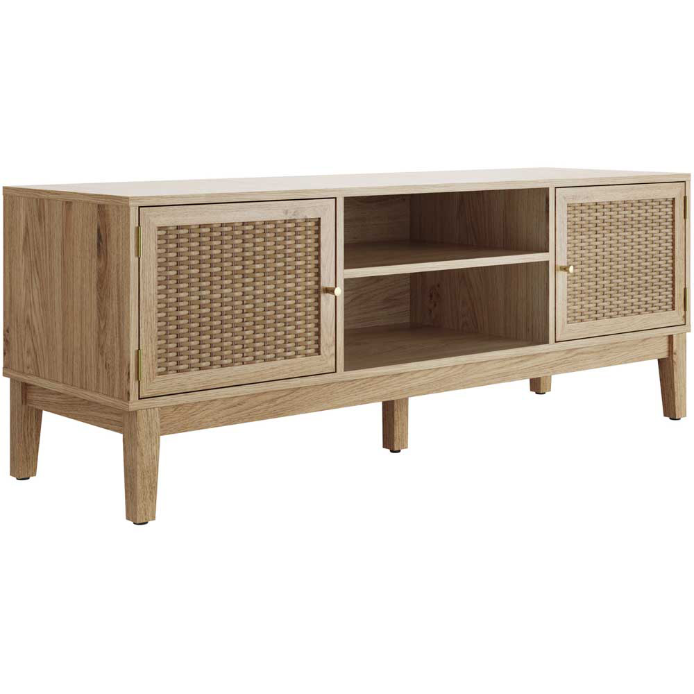 Bordeaux 2 Door 2 Shelf Oak Effect TV Unit Image 2