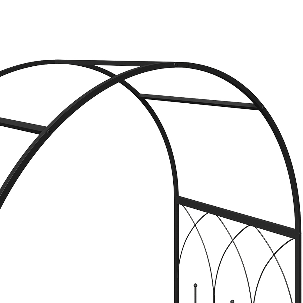 Living and Home Black Garden Metal Arch with Elegant Line Pattern and Arched Top Image 6
