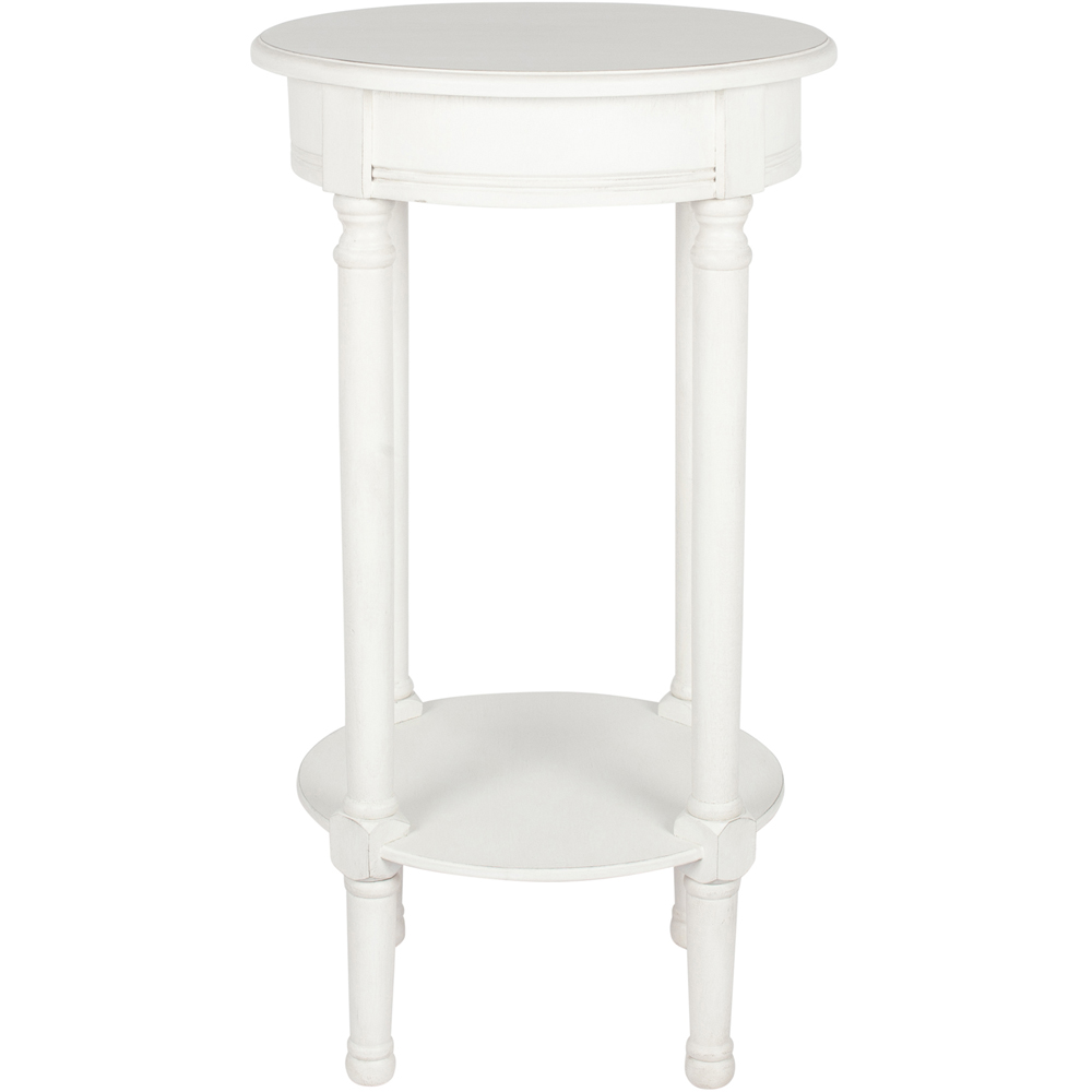 Pacific Lifestyle Heritage Single Shelf Elizabeth White Pine Wood Round Accent Table Image 2