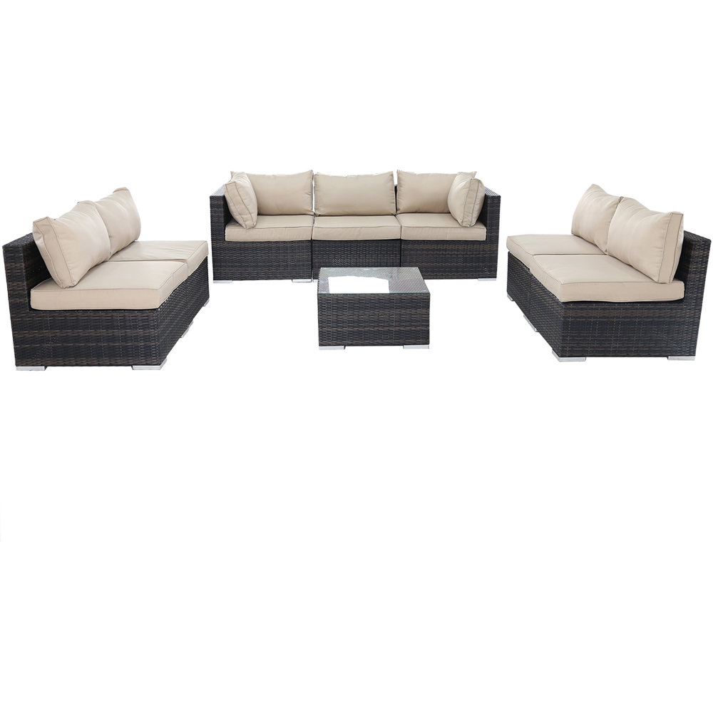 Furniture One 8 Seater Brown Rattan Garden Sofa Set Image 3