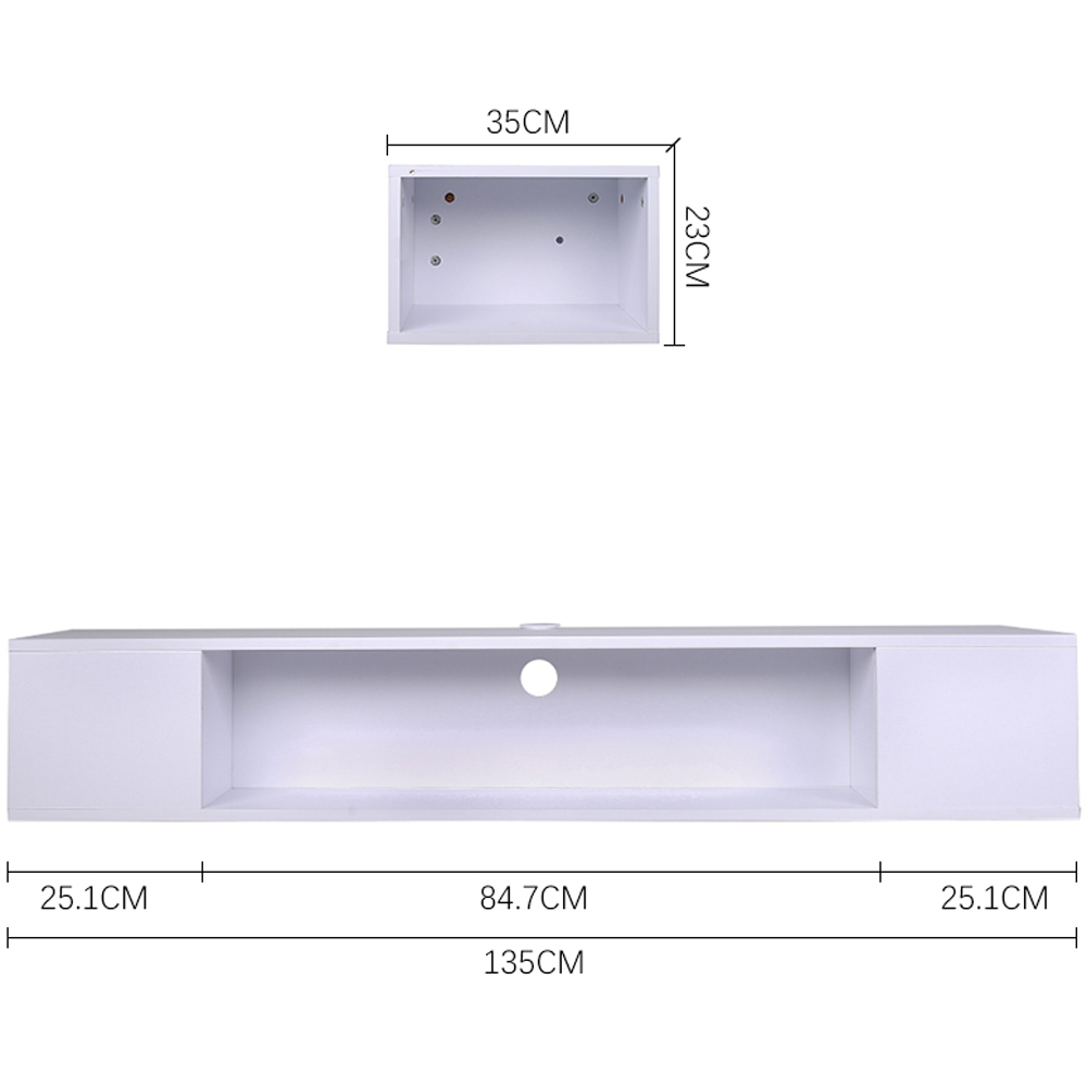 Living and Home 3 Shelf White Wall Mounted TV Stand Open Storage Image 9