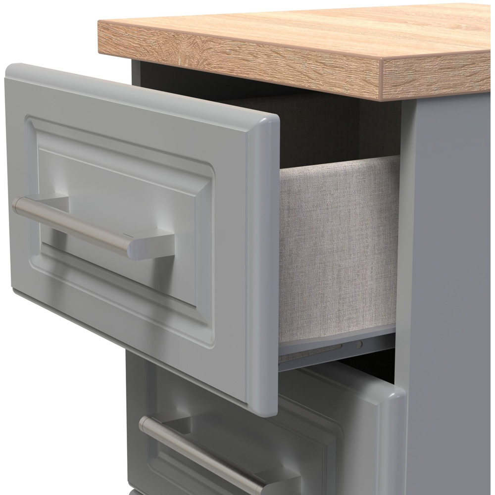 Crowndale Kent 3 Drawer Dusk Grey and Bardolino Oak Bedside Table Image 6