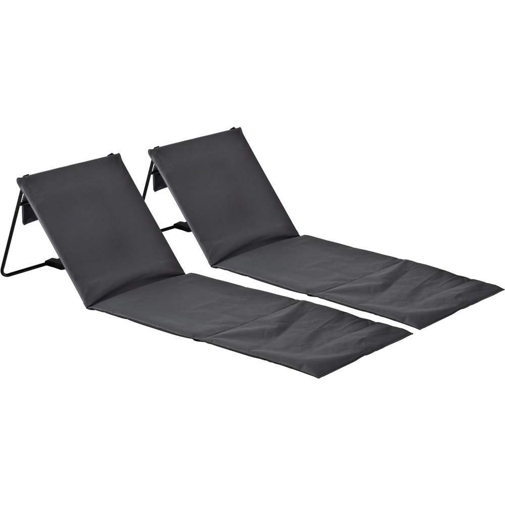 Harbour Housewares Set of 2 Grey Folding Beach Lounger Image 2