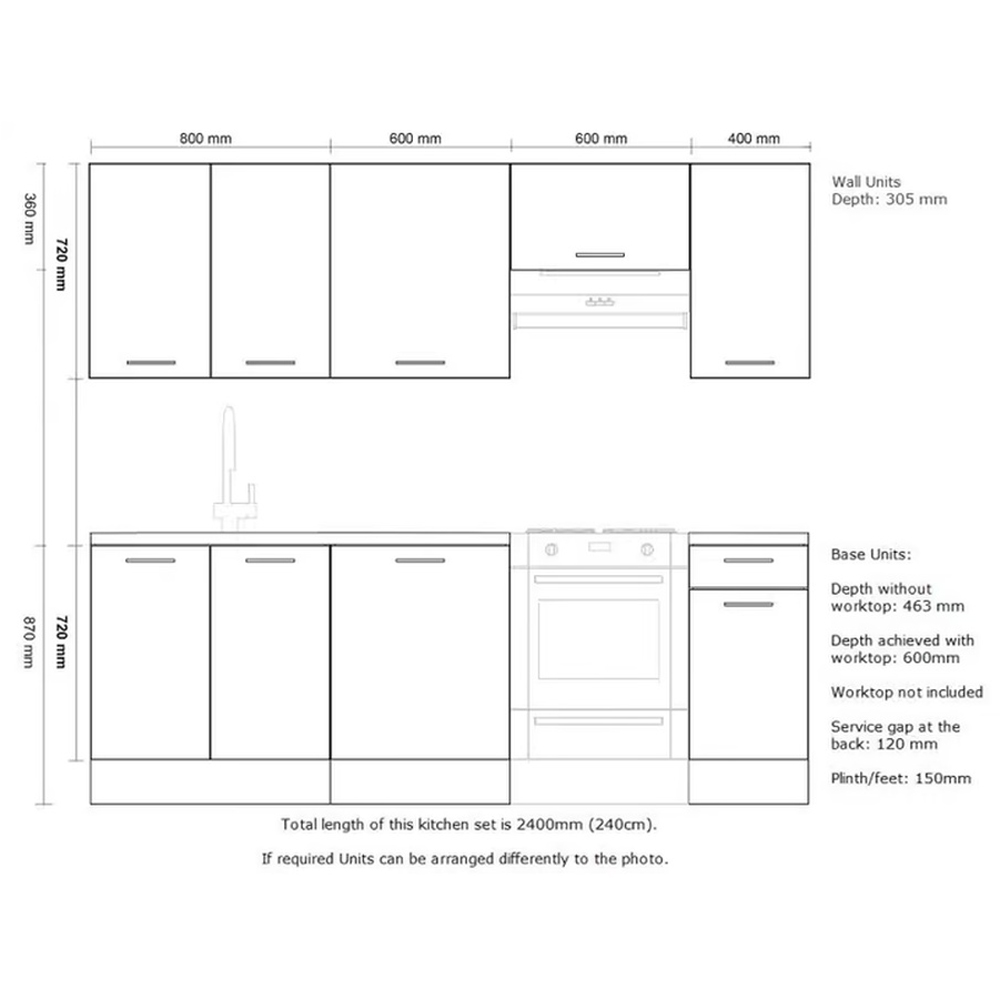 Impact Furniture Ella White High Gloss Kitchen Cabinet Set of 7 Image 9
