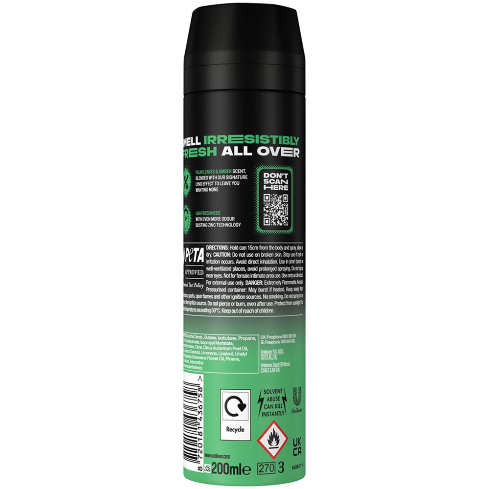 Lynx Body Spray Jungle Fresh 48H High Definition Fragrance Deodorant Spray 200ml 18 Pack Image 3