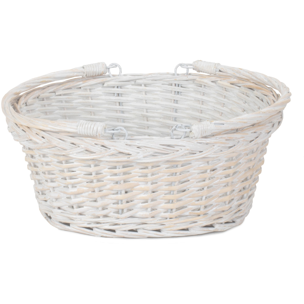Red Hamper Small White Swing Handle Wicker Shopping Basket Image 3