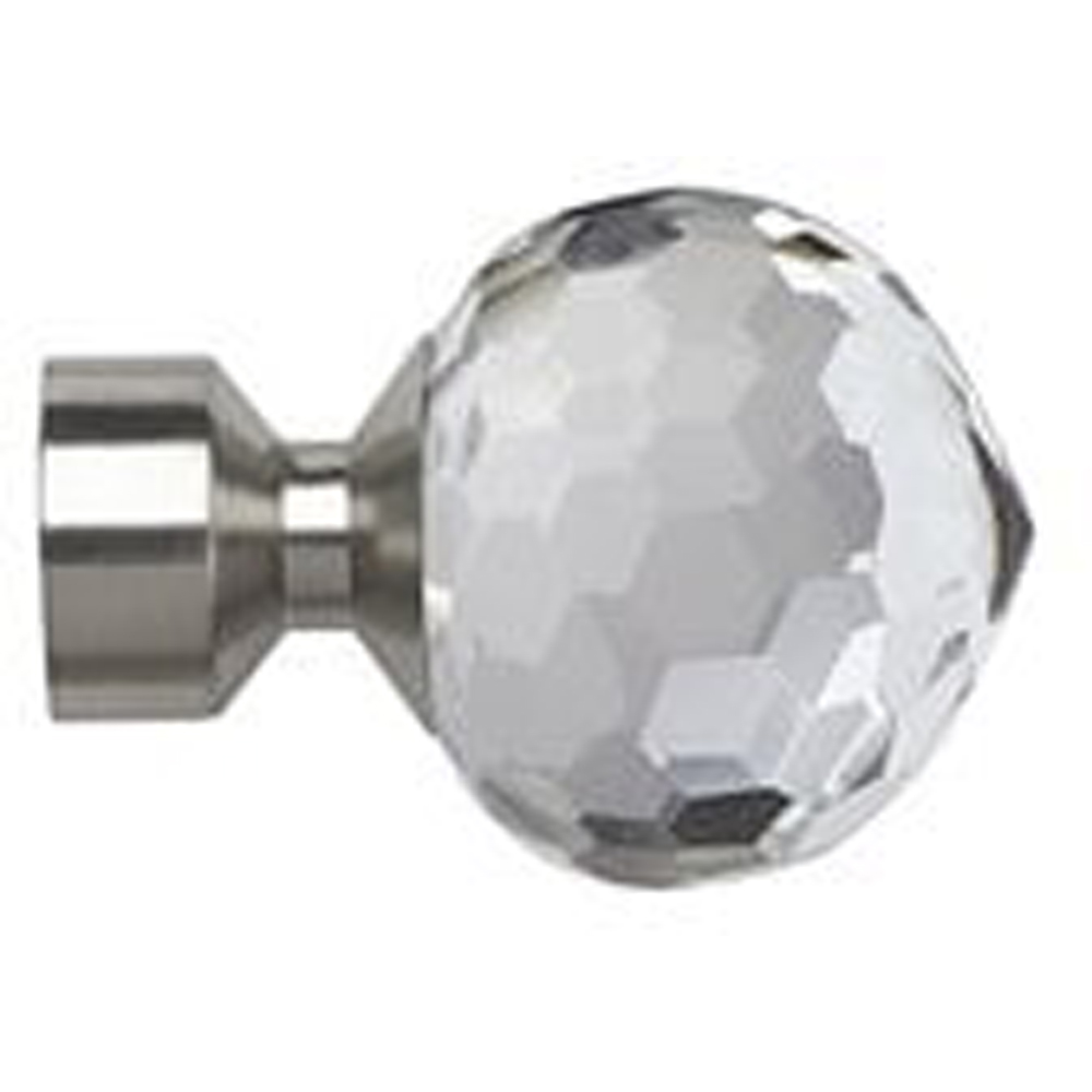 New Edge Blinds 340cm Fixed Length Satin Silver Eyelet Metal Curtain Pole Set with Bella Finial Image 4