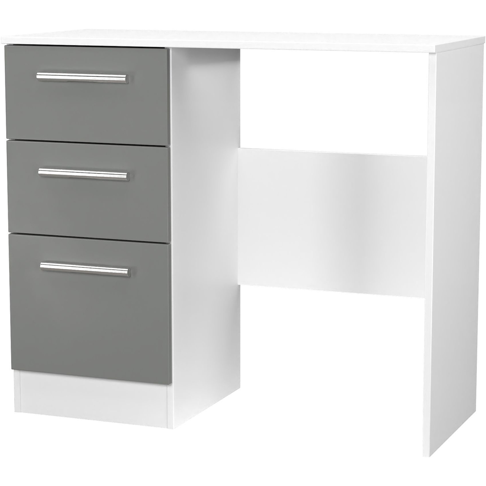 Crowndale Contrast 3 Drawer Dusk Grey and White Vanity Dressing Table Ready Assembled Image 4