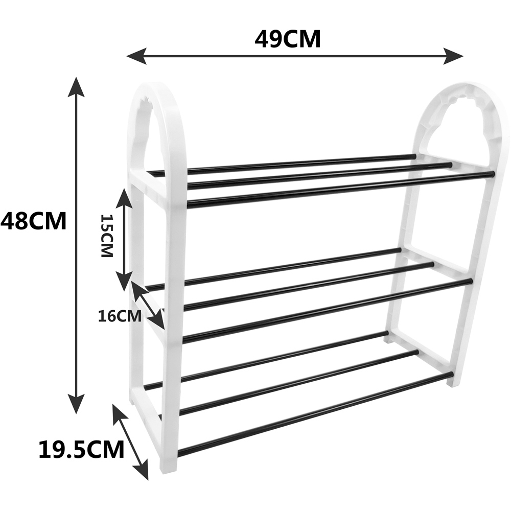 AMOS Eezy 3 Tier White and Black Mini Shoe Rack Image 4