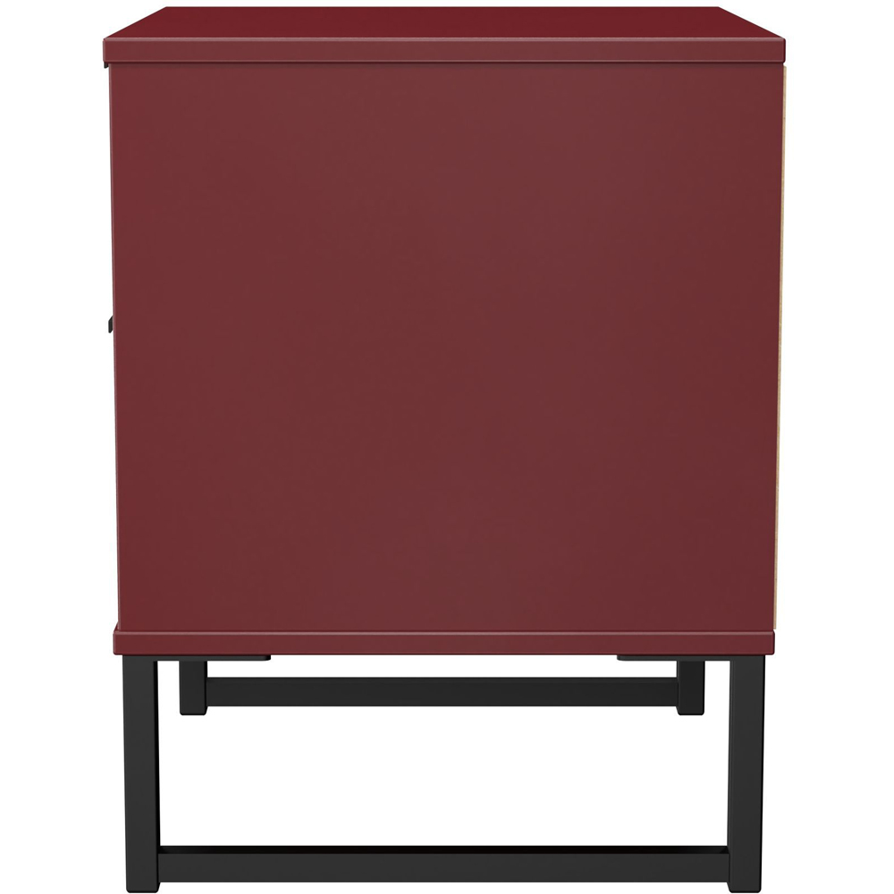 Crowndale Hong Kong 2 Drawer Matt Red and Black Compact Bedside Cabinet Ready Assembled Image 4