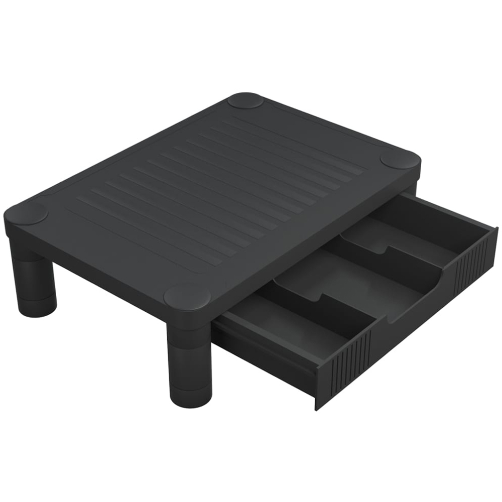 vidaXL Black Monitor Stand with Drawer Image 4
