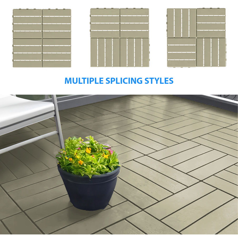 Oseasons Polydeck Beige Woodgrain-Effect Decking Tiles 30 x 30cm 12 Pack Image 5