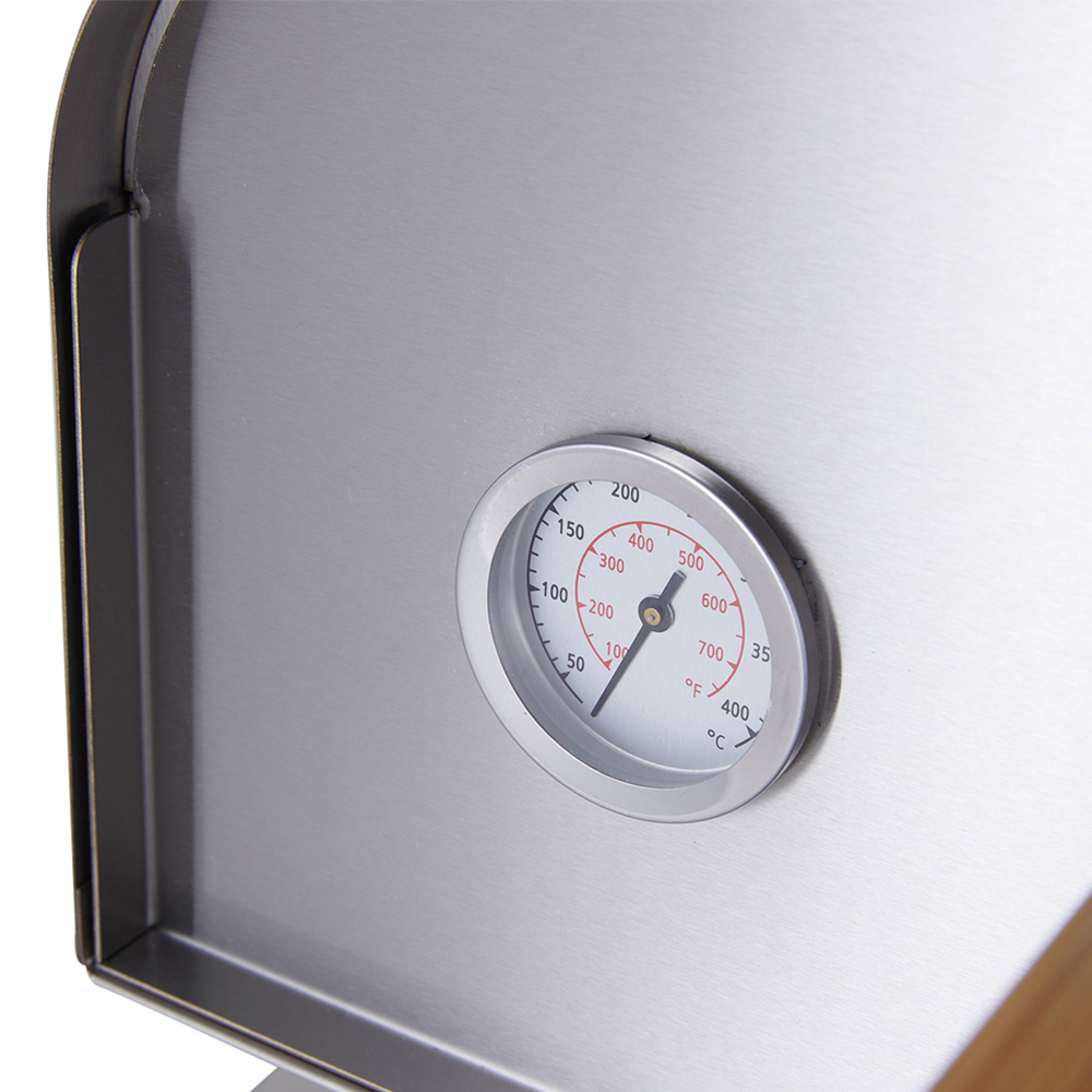 Living and Home Silver Stainless Steel Outdoor Pizza Oven with Pizza Stone and Thermometer Image 8