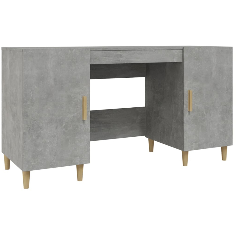 vidaXL 2 Door Computer Desk Concrete Grey and Gold Image 2