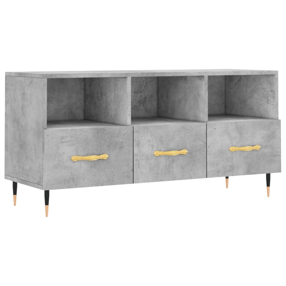 vidaXL 3 Drawer 3 Shelf Concrete Grey TV Cabinet Image 2