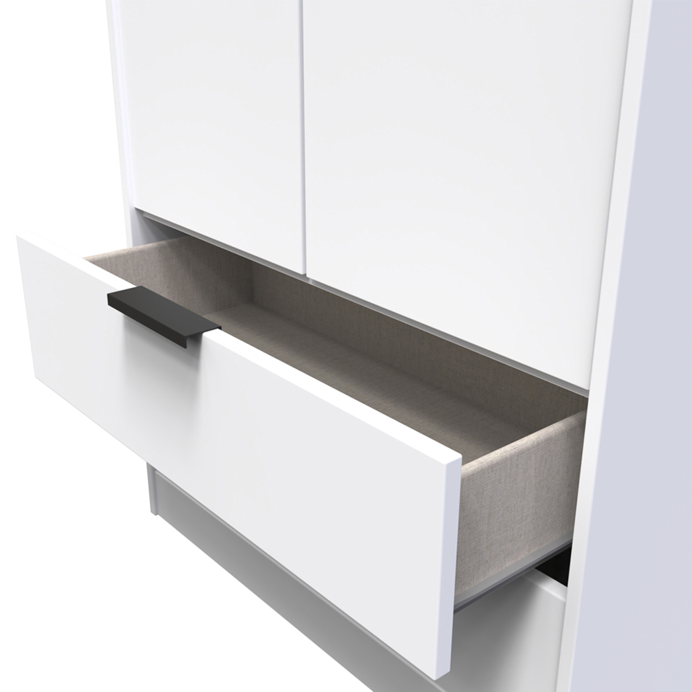 Crowndale Hong Kong 2 Door 2 Drawer Matt White Tall Wardrobe Ready Assembled Image 6