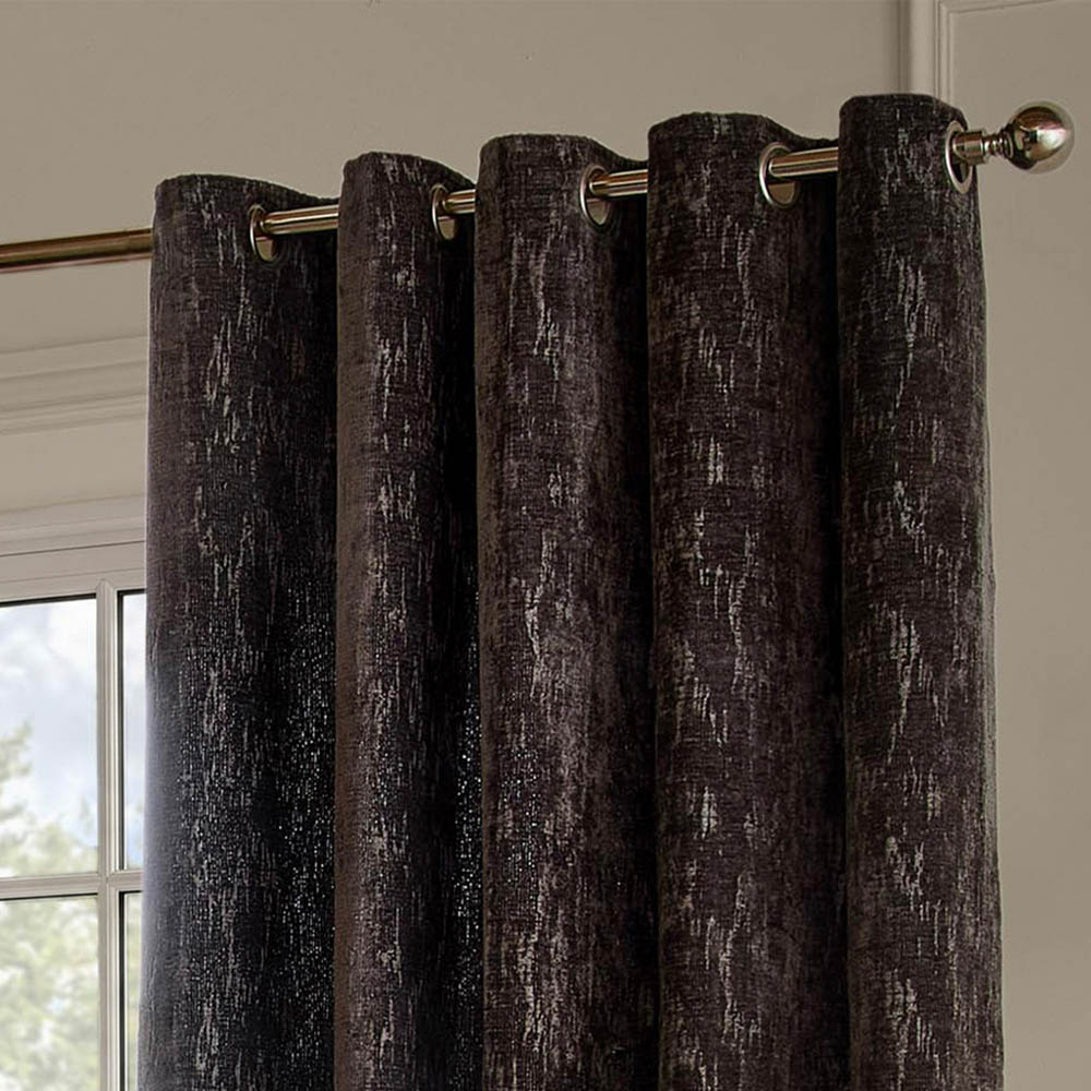Paoletti Aurelio Charcoal Chenille Fully Lined Eyelet Curtains 168 x 137cm Image 3