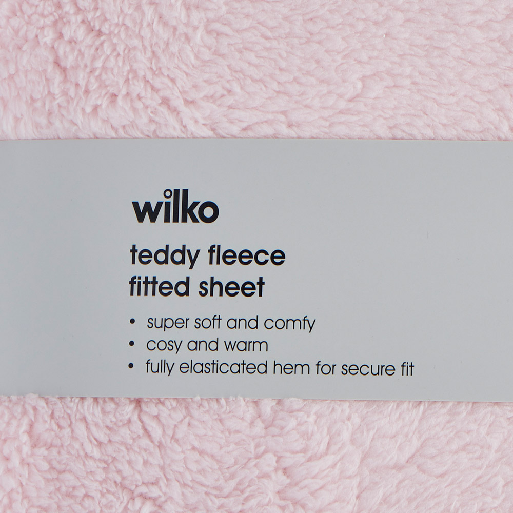 Wilko Blush Soft Teddy Fitted Sheet King Size Wilko