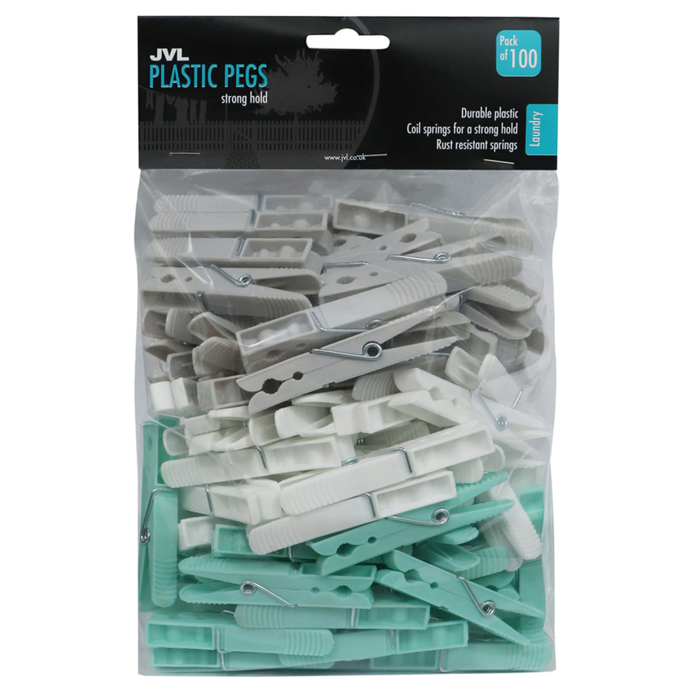JVL Assorted Plastic Pegs with Bag 200 Pack Image 4